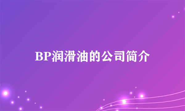 BP润滑油的公司简介