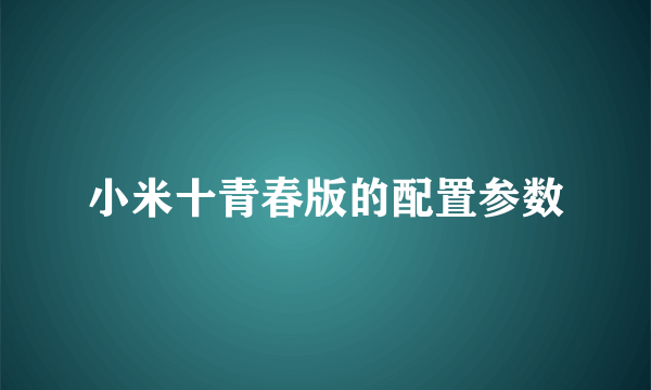小米十青春版的配置参数