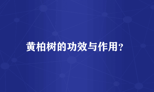 黄柏树的功效与作用？