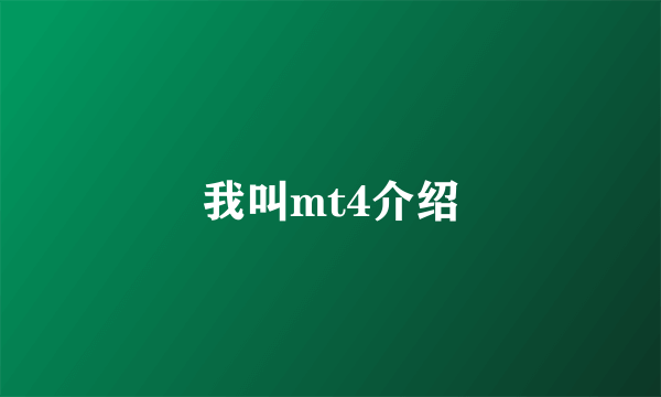 我叫mt4介绍