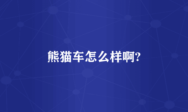 熊猫车怎么样啊?