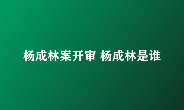 杨成林案开审 杨成林是谁
