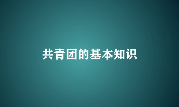 共青团的基本知识