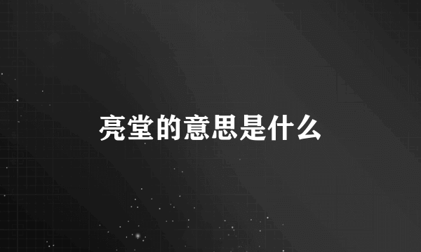 亮堂的意思是什么
