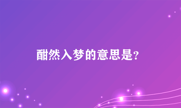 酣然入梦的意思是？