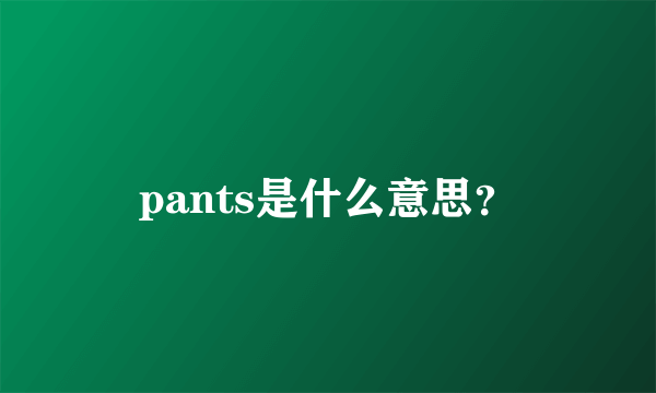 pants是什么意思？