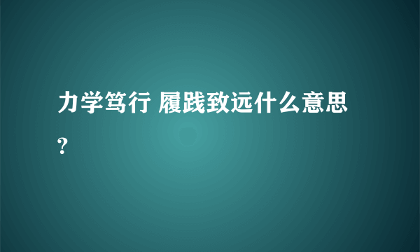 力学笃行 履践致远什么意思？