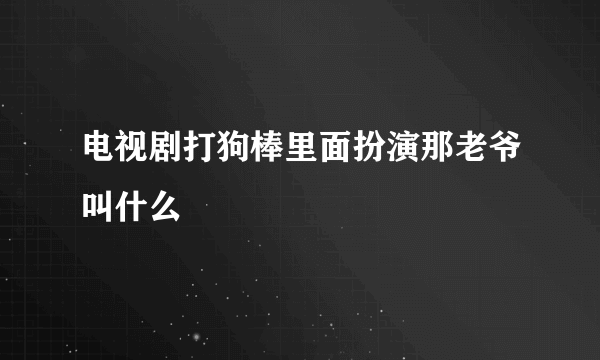 电视剧打狗棒里面扮演那老爷叫什么