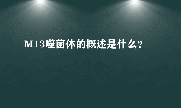M13噬菌体的概述是什么？